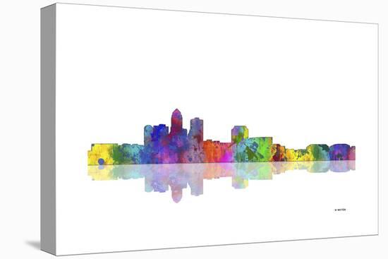 Des Moines Iowa Skyline 1-Marlene Watson-Stretched Canvas