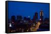 Des Moines, Iowa skyline at dusk-null-Framed Stretched Canvas