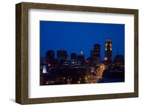 Des Moines, Iowa skyline at dusk-null-Framed Photographic Print