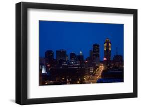 Des Moines, Iowa skyline at dusk-null-Framed Photographic Print