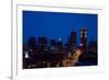 Des Moines, Iowa skyline at dusk-null-Framed Photographic Print