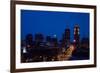 Des Moines, Iowa skyline at dusk-null-Framed Photographic Print