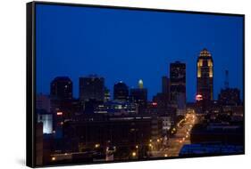 Des Moines, Iowa skyline at dusk-null-Framed Stretched Canvas