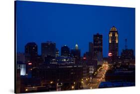 Des Moines, Iowa skyline at dusk-null-Stretched Canvas