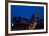 Des Moines, Iowa skyline at dusk-null-Framed Photographic Print