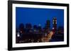 Des Moines, Iowa skyline at dusk-null-Framed Photographic Print