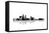 Des Moines Iowa Skyline BG 1-Marlene Watson-Framed Stretched Canvas