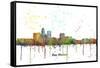 Des Moines Iowa Skyline MCLR 1-Marlene Watson-Framed Stretched Canvas