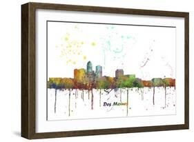 Des Moines Iowa Skyline MCLR 1-Marlene Watson-Framed Giclee Print