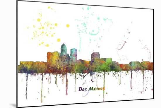 Des Moines Iowa Skyline MCLR 1-Marlene Watson-Mounted Giclee Print