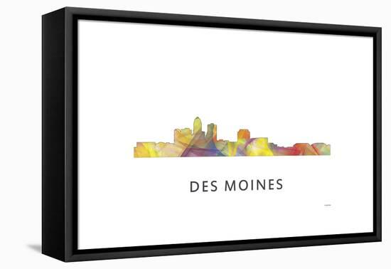 Des Moines Iowa Skyline-Marlene Watson-Framed Stretched Canvas