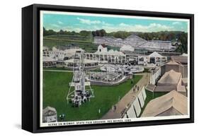 Des Moines, Iowa - State Fair Grounds; Midway Scene-Lantern Press-Framed Stretched Canvas