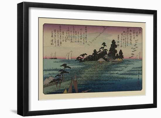 Descending Geese at Haneda-Ando Hiroshige-Framed Art Print