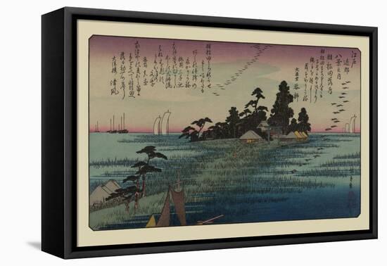 Descending Geese at Haneda-Ando Hiroshige-Framed Stretched Canvas