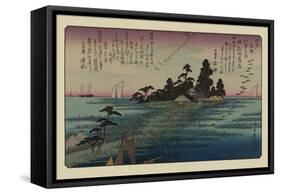 Descending Geese at Haneda-Ando Hiroshige-Framed Stretched Canvas