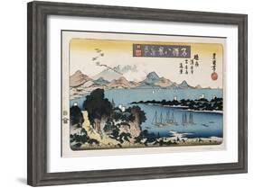 Descending Geese, Miho', from the Series 'Eight Views of Famous Places'-Ando Hiroshige-Framed Giclee Print