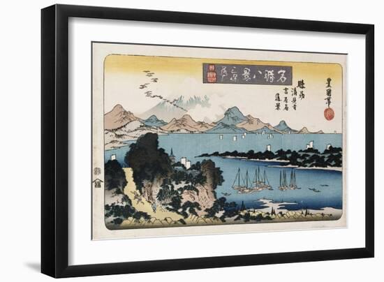 Descending Geese, Miho', from the Series 'Eight Views of Famous Places'-Ando Hiroshige-Framed Giclee Print