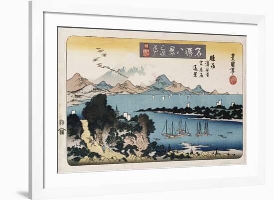 Descending Geese, Miho', from the Series 'Eight Views of Famous Places'-Ando Hiroshige-Framed Giclee Print