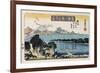 Descending Geese, Miho', from the Series 'Eight Views of Famous Places'-Ando Hiroshige-Framed Giclee Print
