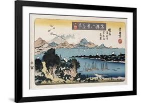 Descending Geese, Miho', from the Series 'Eight Views of Famous Places'-Ando Hiroshige-Framed Giclee Print