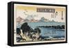 Descending Geese, Miho', from the Series 'Eight Views of Famous Places'-Ando Hiroshige-Framed Stretched Canvas