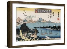 Descending Geese, Miho', from the Series 'Eight Views of Famous Places'-Toyokuni II-Framed Giclee Print