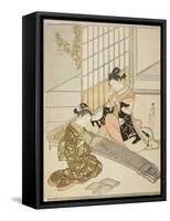 Descending Geese of the Koto Bridges (Kotoji No Rakugan), C.1766-Suzuki Harunobu-Framed Stretched Canvas