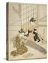 Descending Geese of the Koto Bridges (Kotoji No Rakugan), C.1766-Suzuki Harunobu-Stretched Canvas