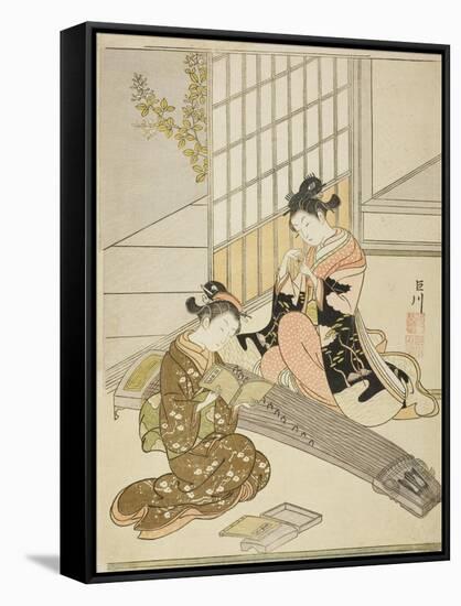 Descending Geese of the Koto Bridges (Kotoji No Rakugan), C.1766-Suzuki Harunobu-Framed Stretched Canvas