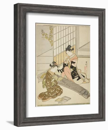 Descending Geese of the Koto Bridges (Kotoji No Rakugan), C.1766-Suzuki Harunobu-Framed Giclee Print