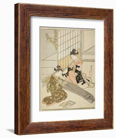 Descending Geese of the Koto Bridges (Kotoji No Rakugan), C.1766-Suzuki Harunobu-Framed Giclee Print