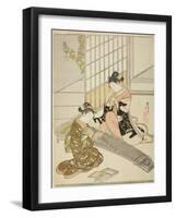 Descending Geese of the Koto Bridges (Kotoji No Rakugan), C.1766-Suzuki Harunobu-Framed Giclee Print