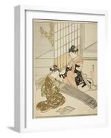 Descending Geese of the Koto Bridges (Kotoji No Rakugan), C.1766-Suzuki Harunobu-Framed Giclee Print