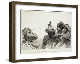 Descending the Western Arete, Pointe Des Ecrins, The Ascent of the Matterhorn Engraved Whymper-James Mahoney-Framed Giclee Print