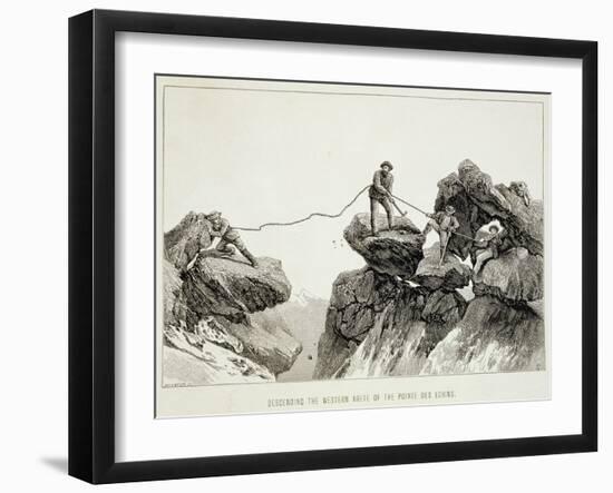 Descending the Western Arete, Pointe Des Ecrins, The Ascent of the Matterhorn Engraved Whymper-James Mahoney-Framed Giclee Print