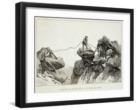 Descending the Western Arete, Pointe Des Ecrins, The Ascent of the Matterhorn Engraved Whymper-James Mahoney-Framed Giclee Print