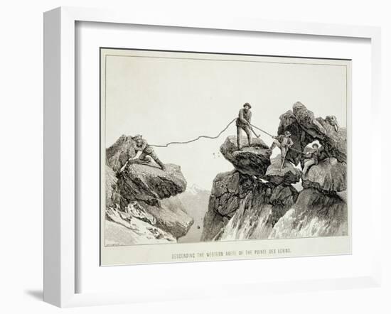 Descending the Western Arete, Pointe Des Ecrins, The Ascent of the Matterhorn Engraved Whymper-James Mahoney-Framed Giclee Print