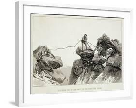 Descending the Western Arete, Pointe Des Ecrins, The Ascent of the Matterhorn Engraved Whymper-James Mahoney-Framed Giclee Print