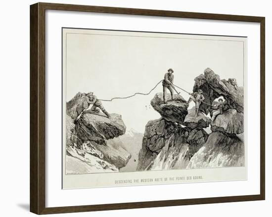 Descending the Western Arete, Pointe Des Ecrins, The Ascent of the Matterhorn Engraved Whymper-James Mahoney-Framed Giclee Print