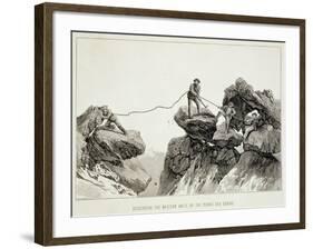 Descending the Western Arete, Pointe Des Ecrins, The Ascent of the Matterhorn Engraved Whymper-James Mahoney-Framed Giclee Print