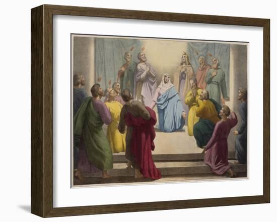 Descent of Holy Spirit, Illustration from a Catechism 'L'Histoire Sainte', Late 19th Century-null-Framed Giclee Print