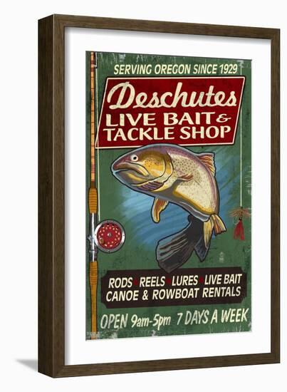 Deschutes, Oregon - Tackle Shop-Lantern Press-Framed Art Print