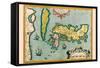 Description of the Japanese Islands-Abraham Ortelius-Framed Stretched Canvas