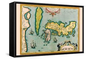 Description of the Japanese Islands-Abraham Ortelius-Framed Stretched Canvas