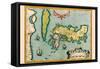 Description of the Japanese Islands-Abraham Ortelius-Framed Stretched Canvas