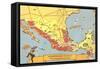 Descriptive Map of Mexico-null-Framed Stretched Canvas