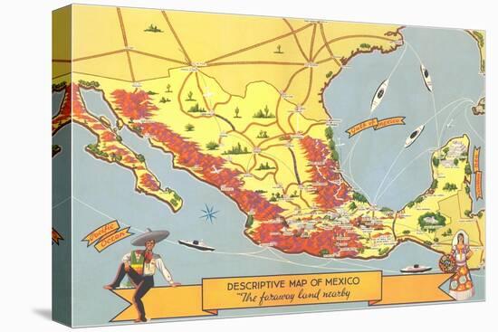 Descriptive Map of Mexico-null-Stretched Canvas