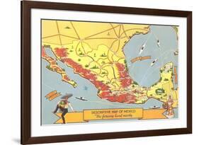 Descriptive Map of Mexico-null-Framed Art Print