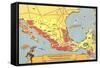 Descriptive Map of Mexico-null-Framed Stretched Canvas