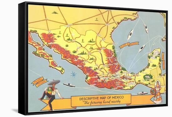 Descriptive Map of Mexico-null-Framed Stretched Canvas
